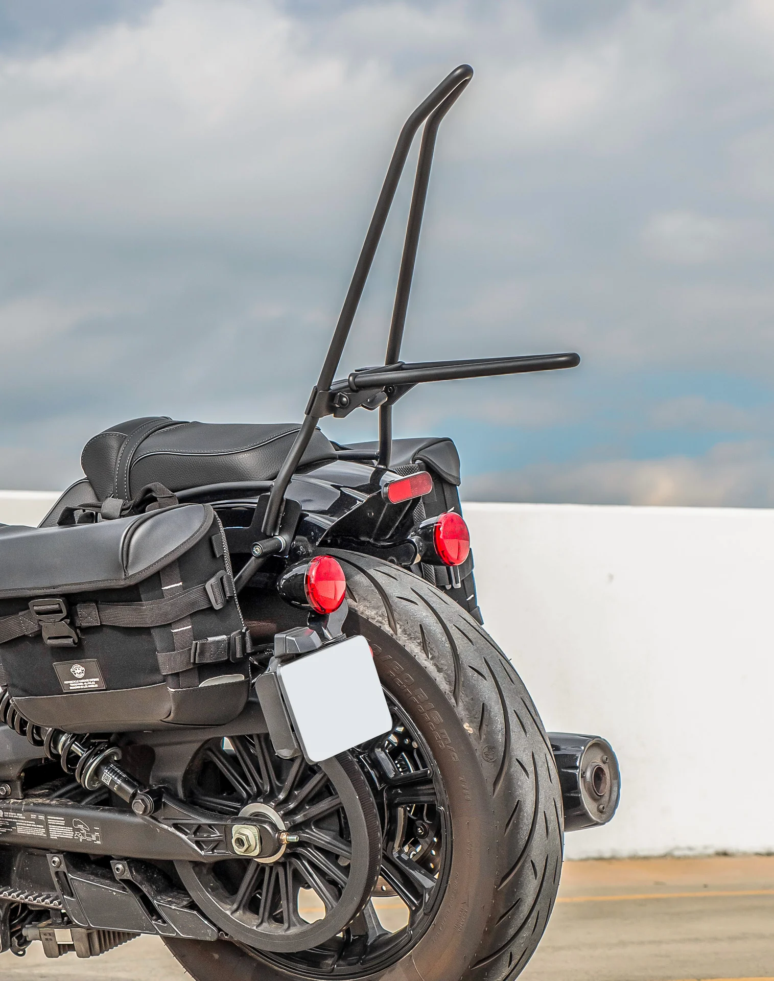 Iron Born Blade 25" Sissy Bar with Foldable Luggage Rack for 2025+ Indian 101 Scout Matte Black - Image 5