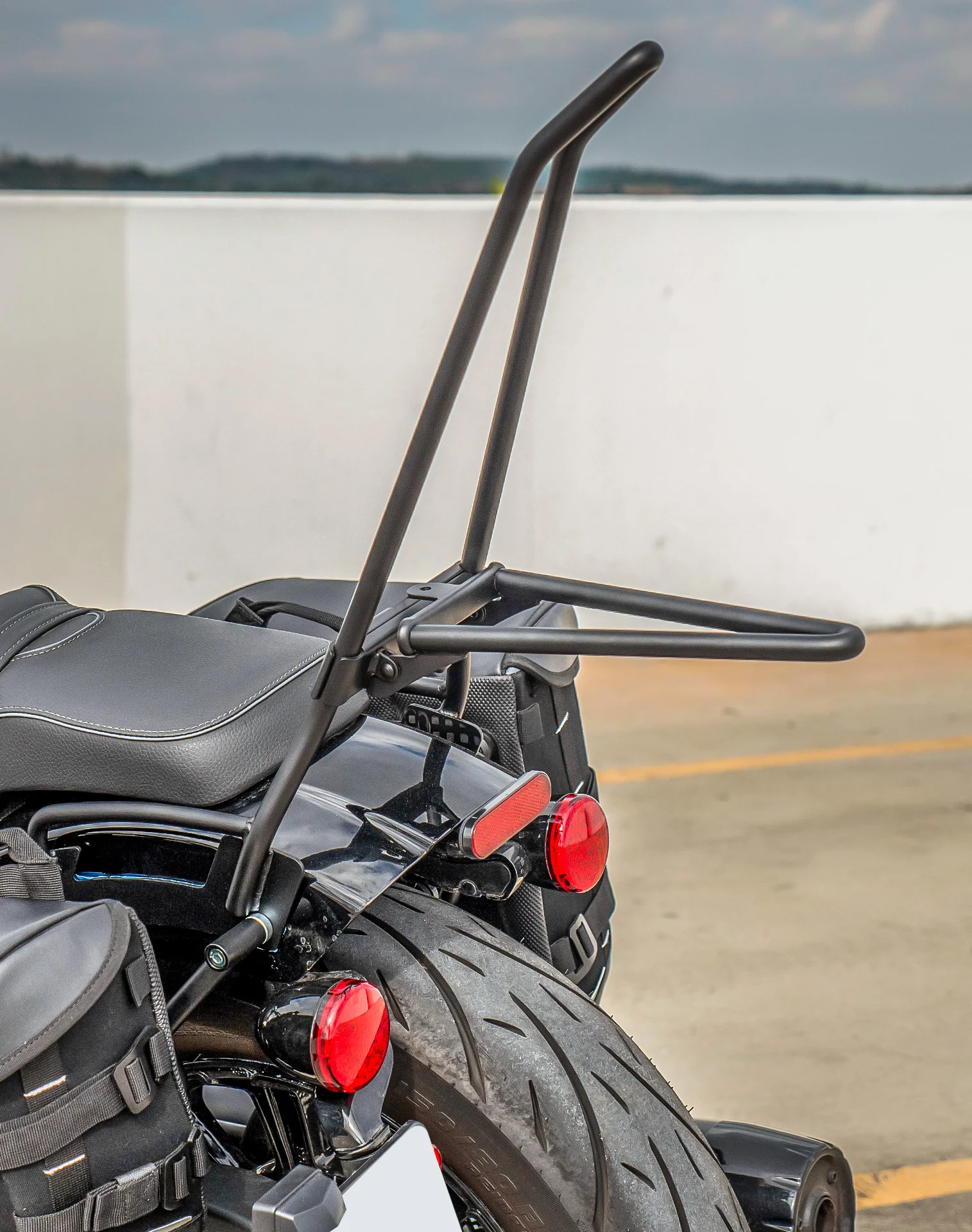 Iron Born Blade 25" Sissy Bar with Foldable Luggage Rack for 2025+ Indian 101 Scout Matte Black - Image 6