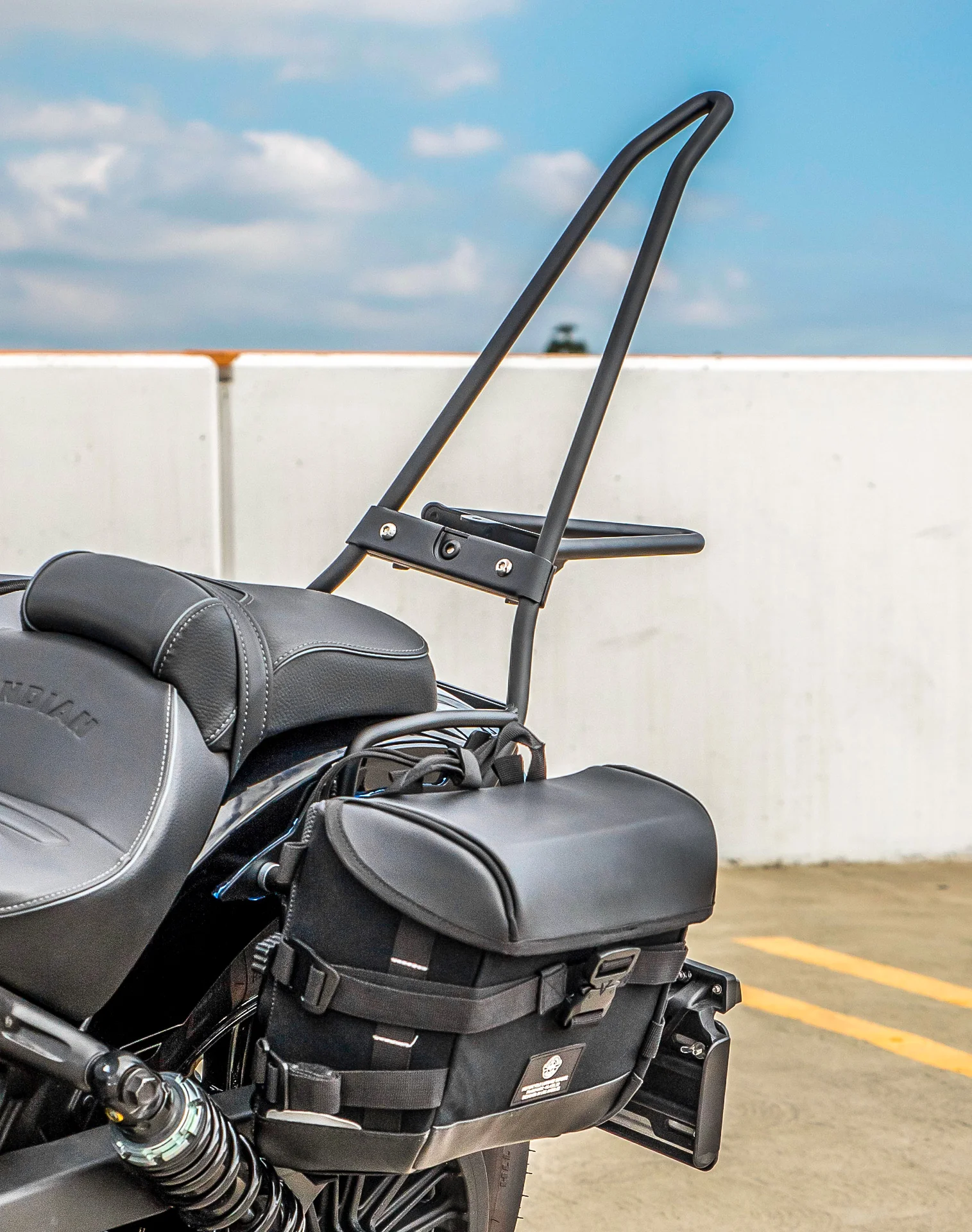 Iron Born Blade 25" Sissy Bar with Foldable Luggage Rack for 2025+ Indian 101 Scout Matte Black - Image 3