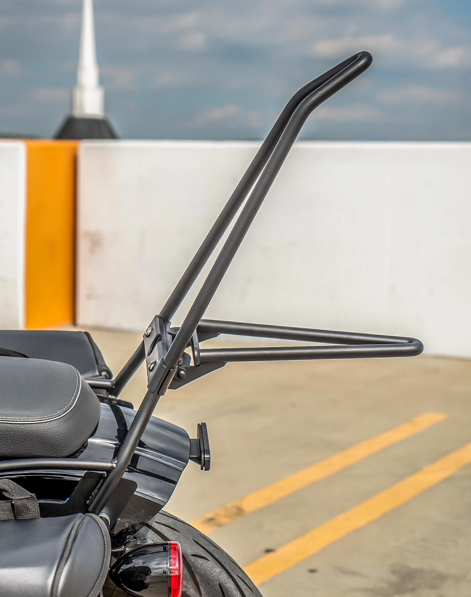 Iron Born Blade 25" Sissy Bar with Foldable Luggage Rack for 2025+ Indian 101 Scout Matte Black - Image 4