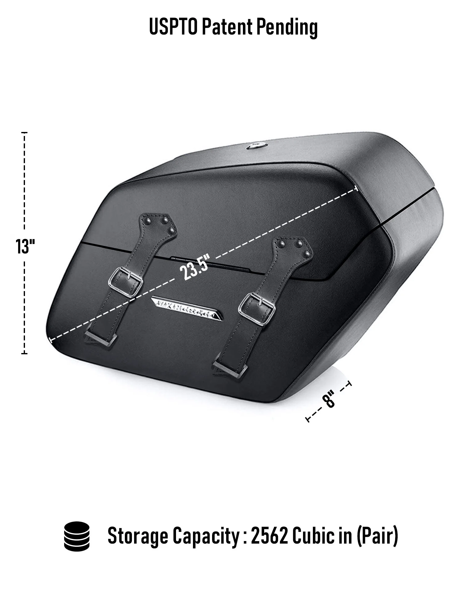 42L - Baldur Extra Large Leather Wrapped Motorcycle Hard Saddlebags for Harley Softail Standard FXST/I - Image 3