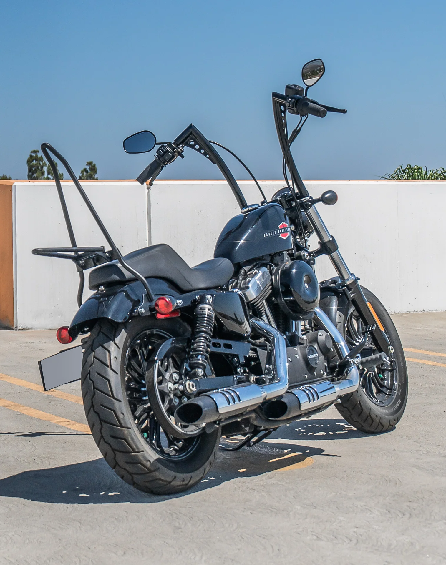 Viking Iron Born 12" Handlebar For Harley Sportster Forty Eight Gloss Black - Image 3
