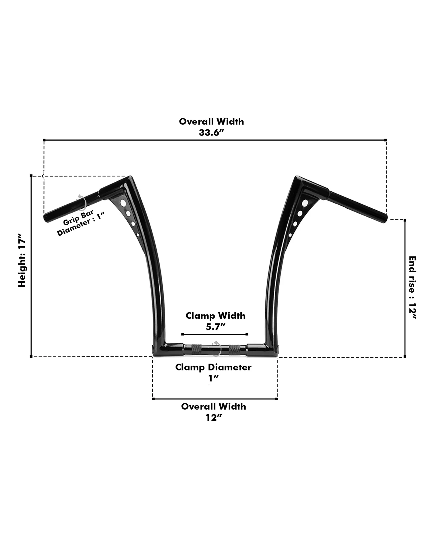 Viking Iron Born 12" Handlebar For Harley Sportster Forty Eight Gloss Black - Image 7