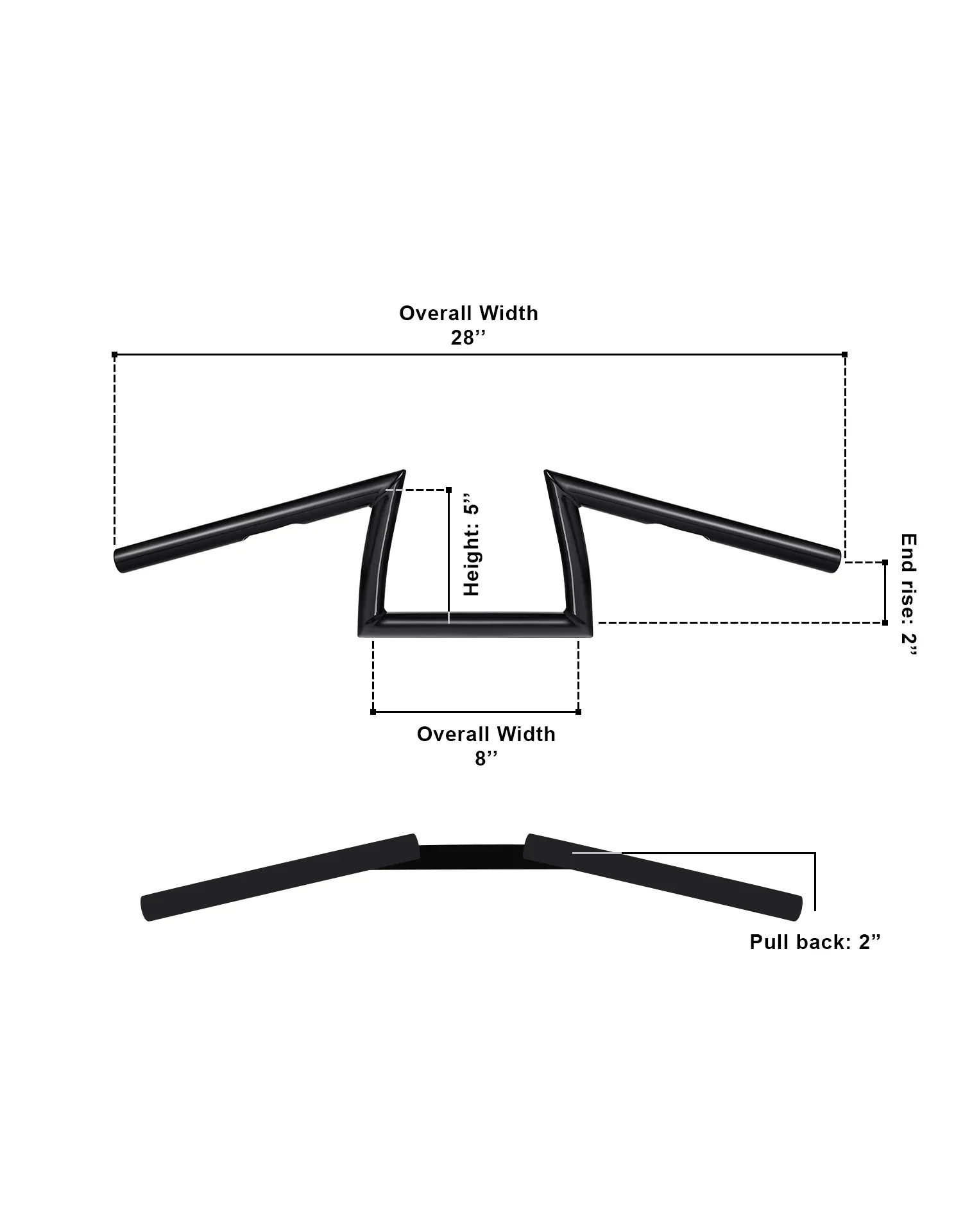 Viking Iron Born Z Handlebar For Harley Dyna Wide Glide FXDWG Gloss Black - Image 3