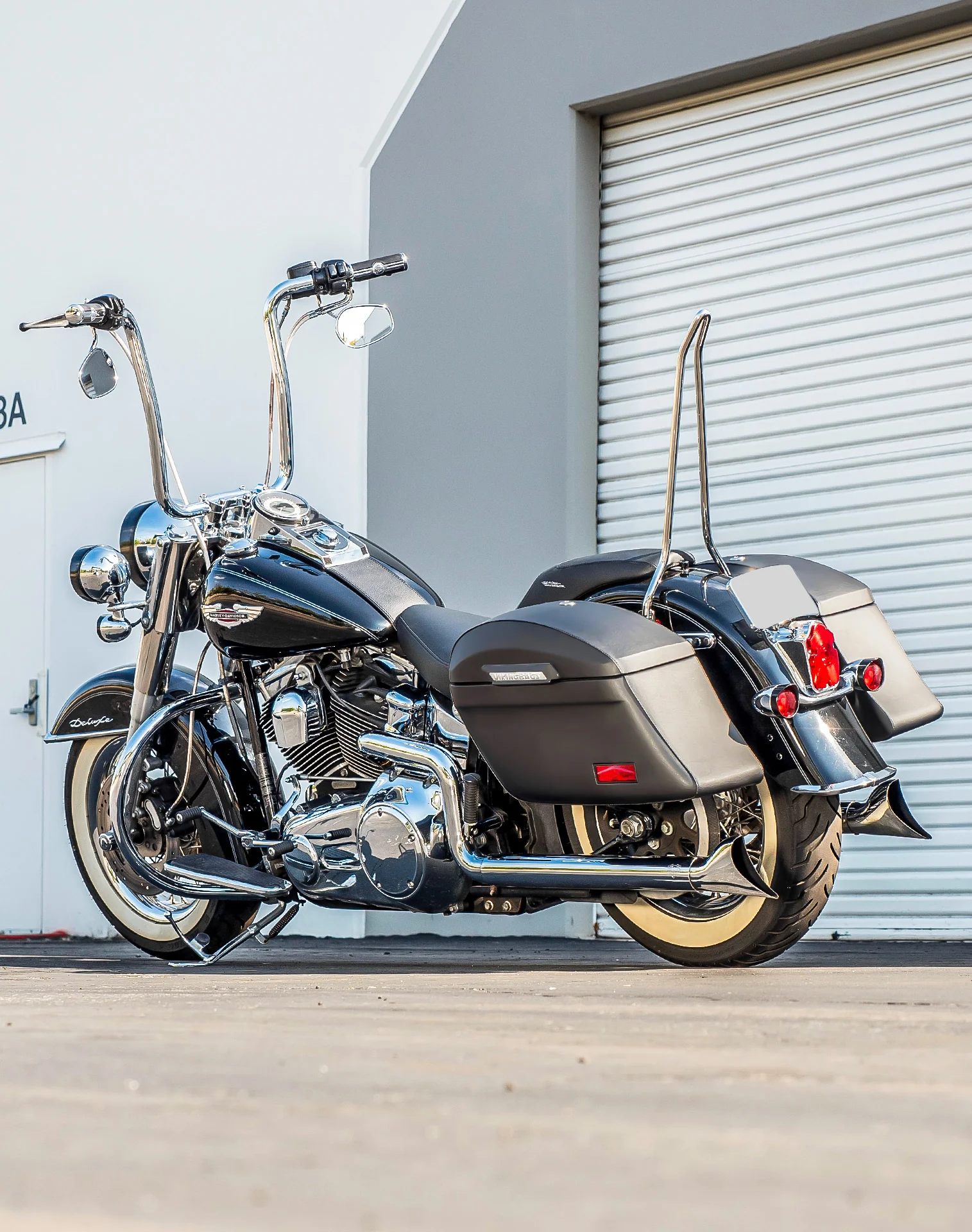 44L - Lamellar Stallion Extra Large Matte Motorcycle Hard Saddlebags for Harley Softail Deluxe FLSTN/I - Image 3
